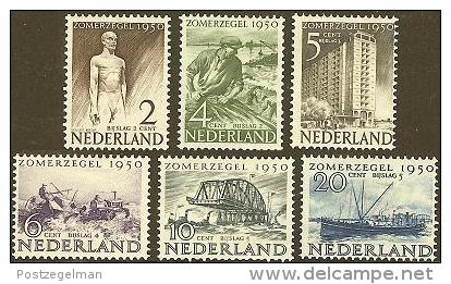 NEDERLAND 1950 Zomer Zegels Mint Hinged Nrs. 552-557#411 - Ongebruikt