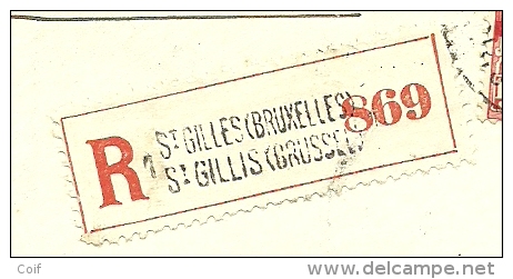 153+154+155 Op Aangetekende Brief, Postagentschapstempel St-GILLIS (Brussel) 12 Op 11/1/19, Met Nood-aantekenstrookje !! - 1918 Croix-Rouge