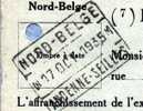 Stempel NORD-BELGE / ANDENNE-SEILLES   Op 17/10/1935 + ANDENNE-SELLES / DEPART Op Dokument CHEMIN DE FER DU NORD-BELGE - Nord Belge