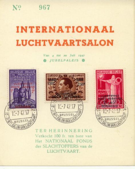 INTERNATIONAAL LUCHTVAARTSALON : 4 Tot 20 Juli 1947  :  LP 21A*23A - Covers & Documents