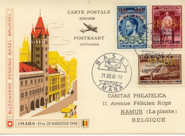 COURRIER SPECIAL BRUXELLES - BALE : 21 à 29 AOUT 1948  - IMABA :  PR 92*4 - Other & Unclassified