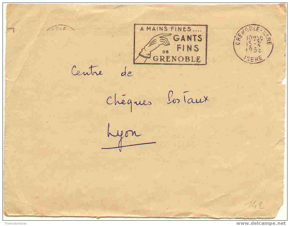 0142 Flamme A Mains Fines Gants Fins De Grenoble + EMA Assurances 1958 - Textil