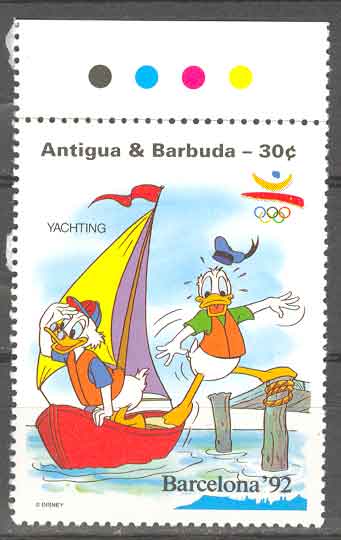 Antigua & Barbuda. Disney. Jeux Olympiques Barcelone 1992. Voile. - Segeln