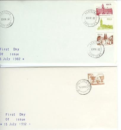 RSA 1982 Unoff. FDC Buildings Coils Mint #1367 - FDC