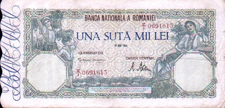 Romania Issued Billete De UNA SUTA LEI,20 Decembrie 1946,VF. - Roemenië