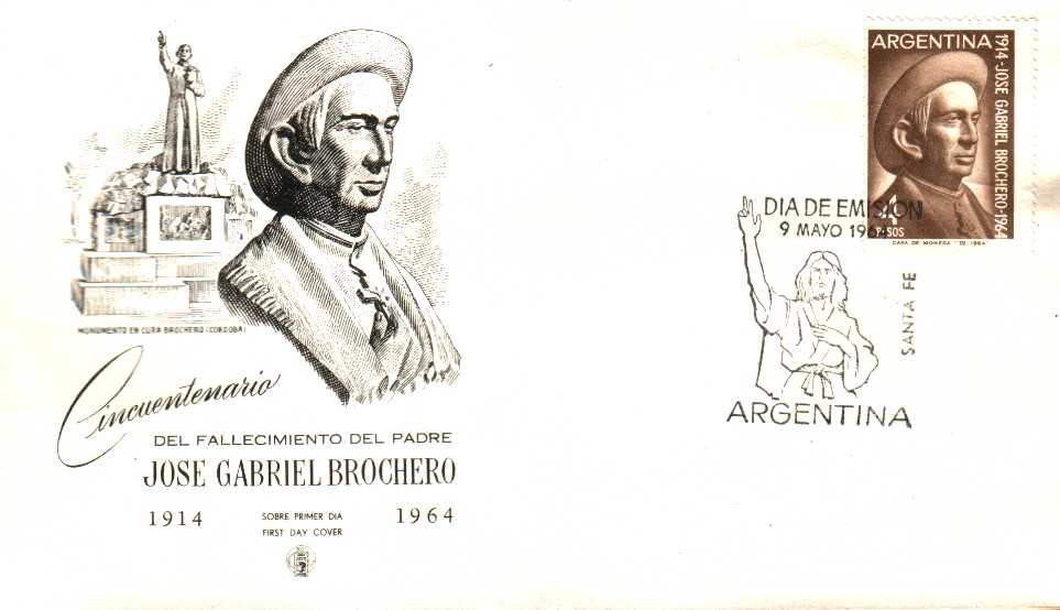 Argentine 1964  Fdc Cinquantenaire De La Mort Du Père José-Gabriel Brochero - Otros & Sin Clasificación