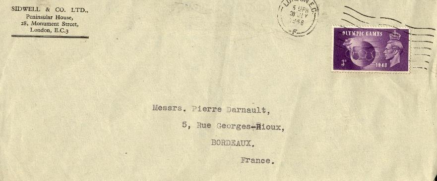 GRANDE BRETAGNE Lettre 1948 - Lettres & Documents