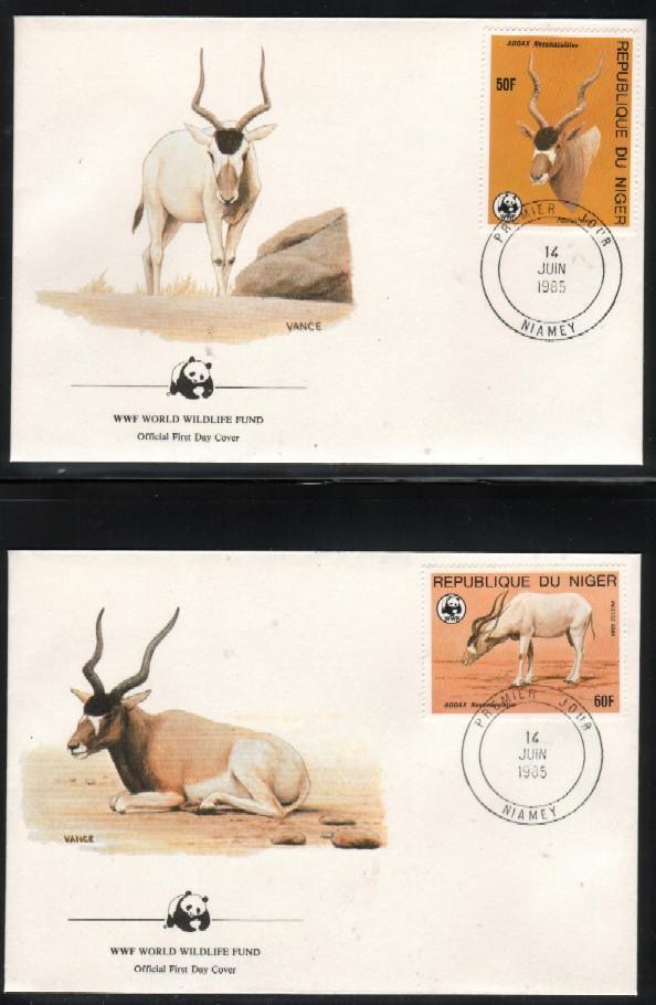 WWF 0027 1985 NIGER ANTELOPE SET OF 4 FDCS - Altri & Non Classificati