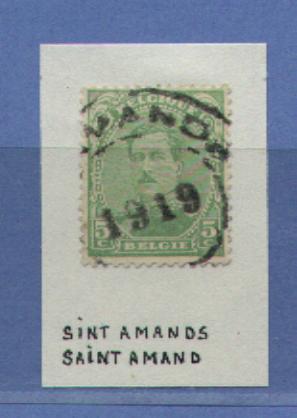 137 Met Dubbelringstempel Van 1919 Van  ST-AMANDS / ST-AMAND     (noodstempel) - 1915-1920 Albert I