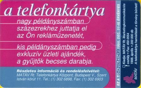 Hungary - P1998-10 - Reklámfelület - Hungary