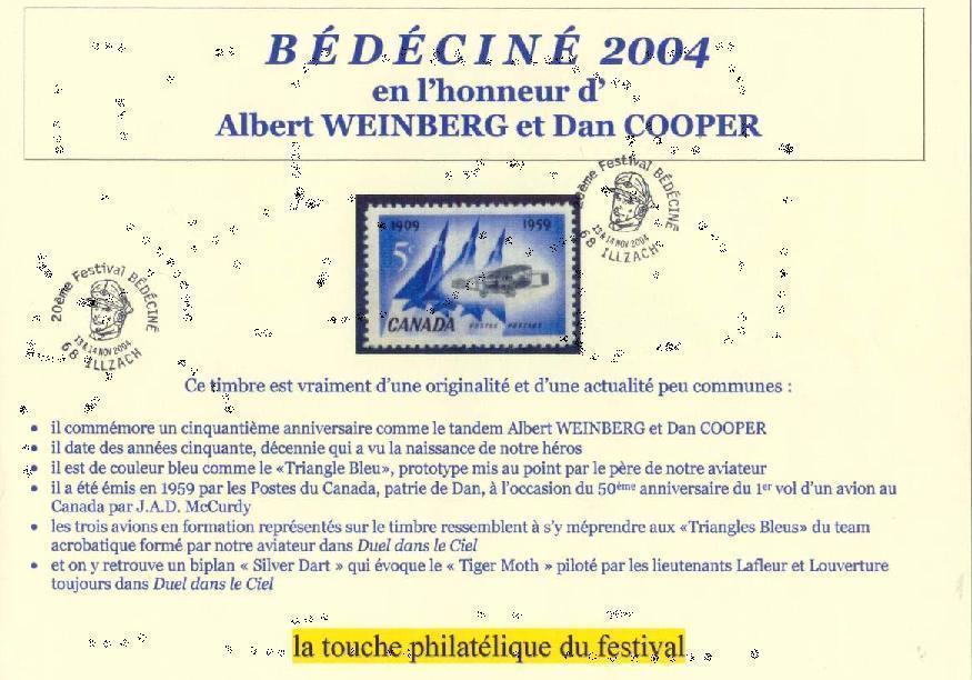 Bédéciné 2004 ILLZACH : Albert WEINBERG & Dan COOPER Remise Des Prix + Flamme Et Cachet Du Festival - Autres & Non Classés