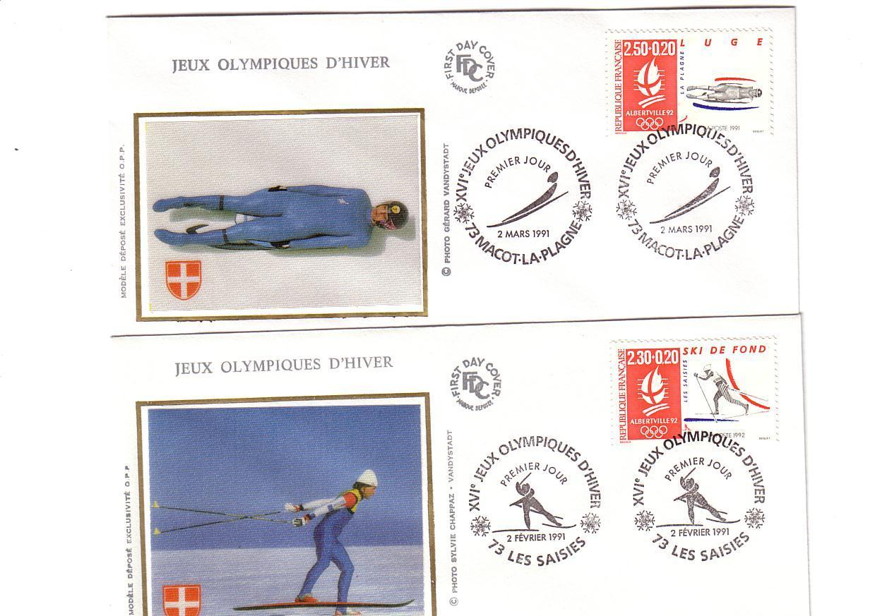 FRANCE : 5 Enveloppes FDC JEUX OLYMPIQUES D'HIVER ALBERTVILLE 1992 - Inverno1992: Albertville