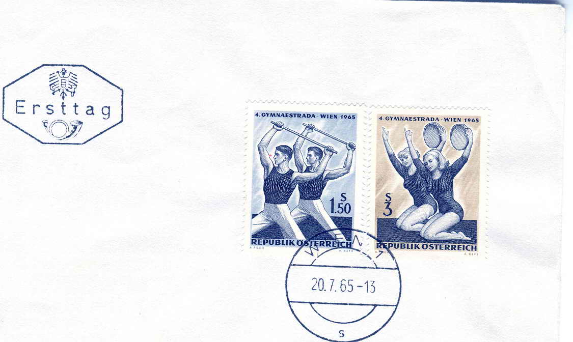 GYMNASTIQUE FDC AUTRICHE 1965 COMPETITIONA VIENNE - Gymnastics