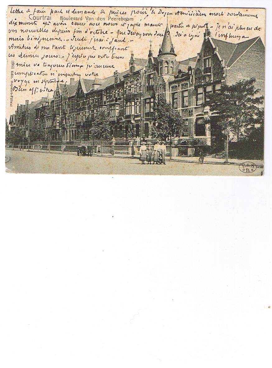 BELGIQUE  COURTRAI    Boulevard Van Peeremboom  Carte Circulée  1904 - Kortrijk