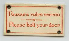 Plaque De Porte "POUSSEZ VOTRE VERROU" - Other & Unclassified