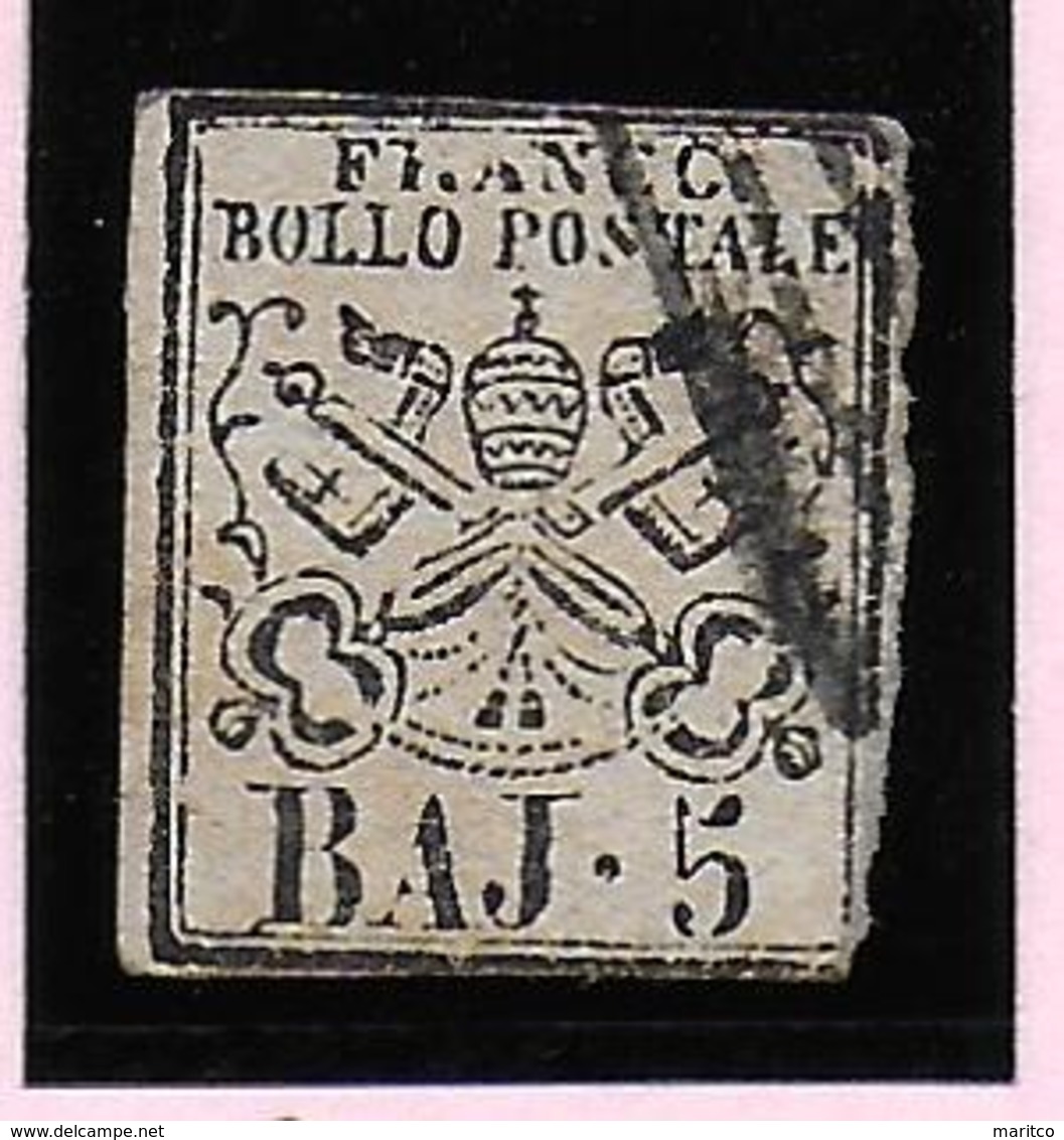 Italian States STATO PONTIFICIO Papal State 5 BAJ DIFETTI ERROR Plattenfehler (FRANCO) - Papal States