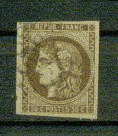 FRANCE Nº 47 Obl. Seul Defaut Marge Touchee - 1870 Bordeaux Printing