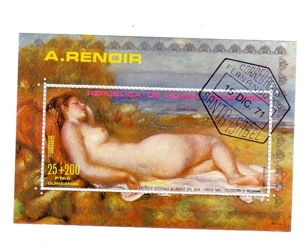 MAGNIFIQUE BLOC  THEMATHIQUE SUR L'ART ET LES PEINTRES CELEBRES "RENOIR"DE GUINEE EQUATORIALE /LOT 33/ 1971 - Desnudos