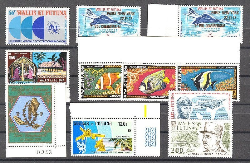 WALLIS & FUTUNA - NICE NEVER HINGED GROUP  ONLY AIRPOST STAMPS, 2x CONCORDE OVPT! - Ungebraucht