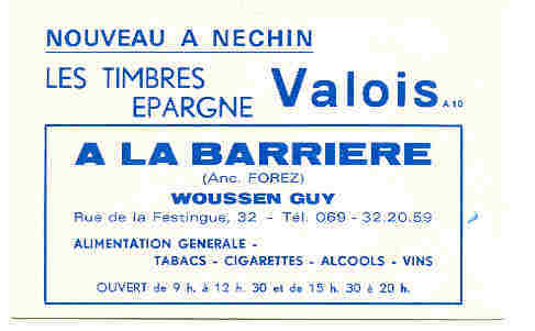 Nechin - Carte Publictaire Du Magasin A La Barriere - Publicite Timbes Valois - Estaimpuis