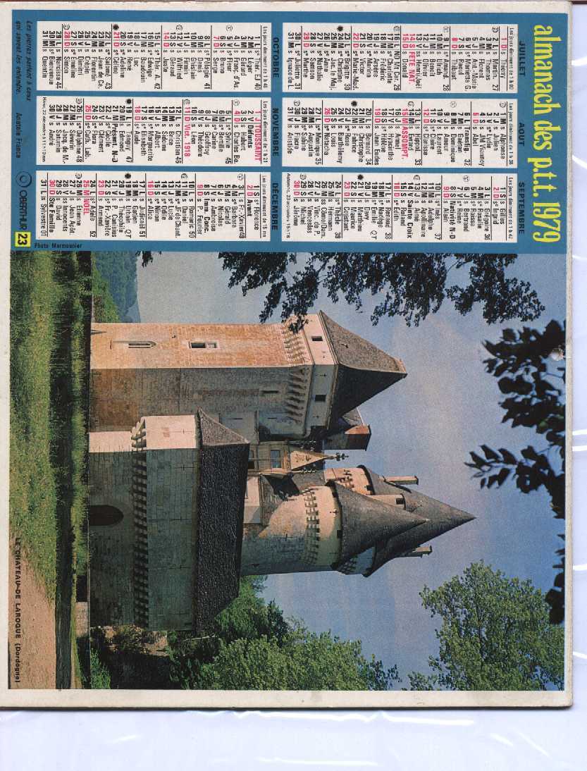 CALENDRIER PTT 1979 OBERTHUR - Groot Formaat: 1971-80