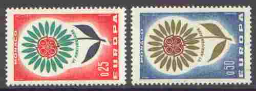 CEPT / Europa 1964 Monaco N° 652 Et 653 ** Fleur à 22 Pétales. 5ème Anniversaire - 1964