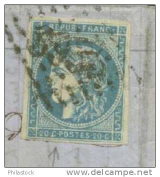 FRANCE Nº 45 Obl. S/Lettre Entiere  Une Marge Courte - 1870 Emission De Bordeaux