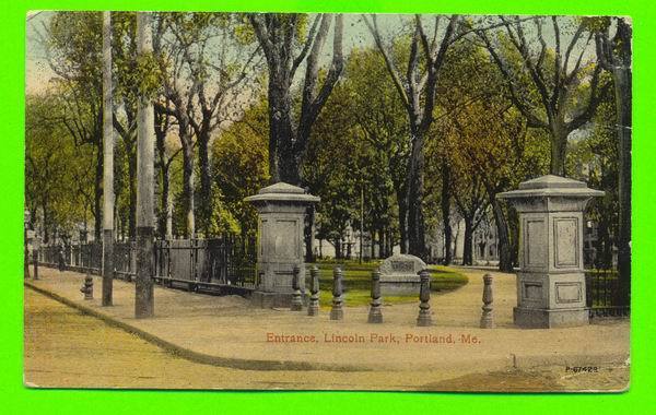 PORTLAND, ME -  ENTRANCE, LINCOLN PARK - CARD TRAVEL IN 1916 - THE VALENTINE SOUVENIR CO - - Portland