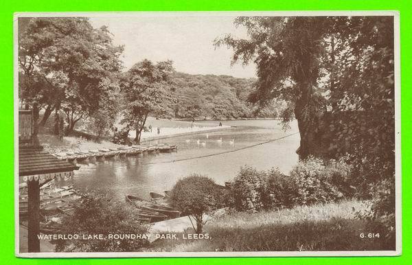 LEEDS, YORKSHIRE, UK - WATERLOO LAKE - ROUNDHAY PARK - ANIMATED - VALENTINE  & SONS - - Leeds