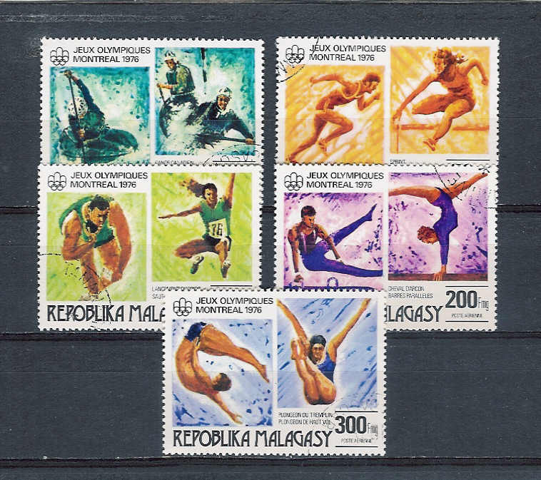 Madagascar Yv. 578-79 + A162-64 + Bloc 10 Used - Summer 1976: Montreal