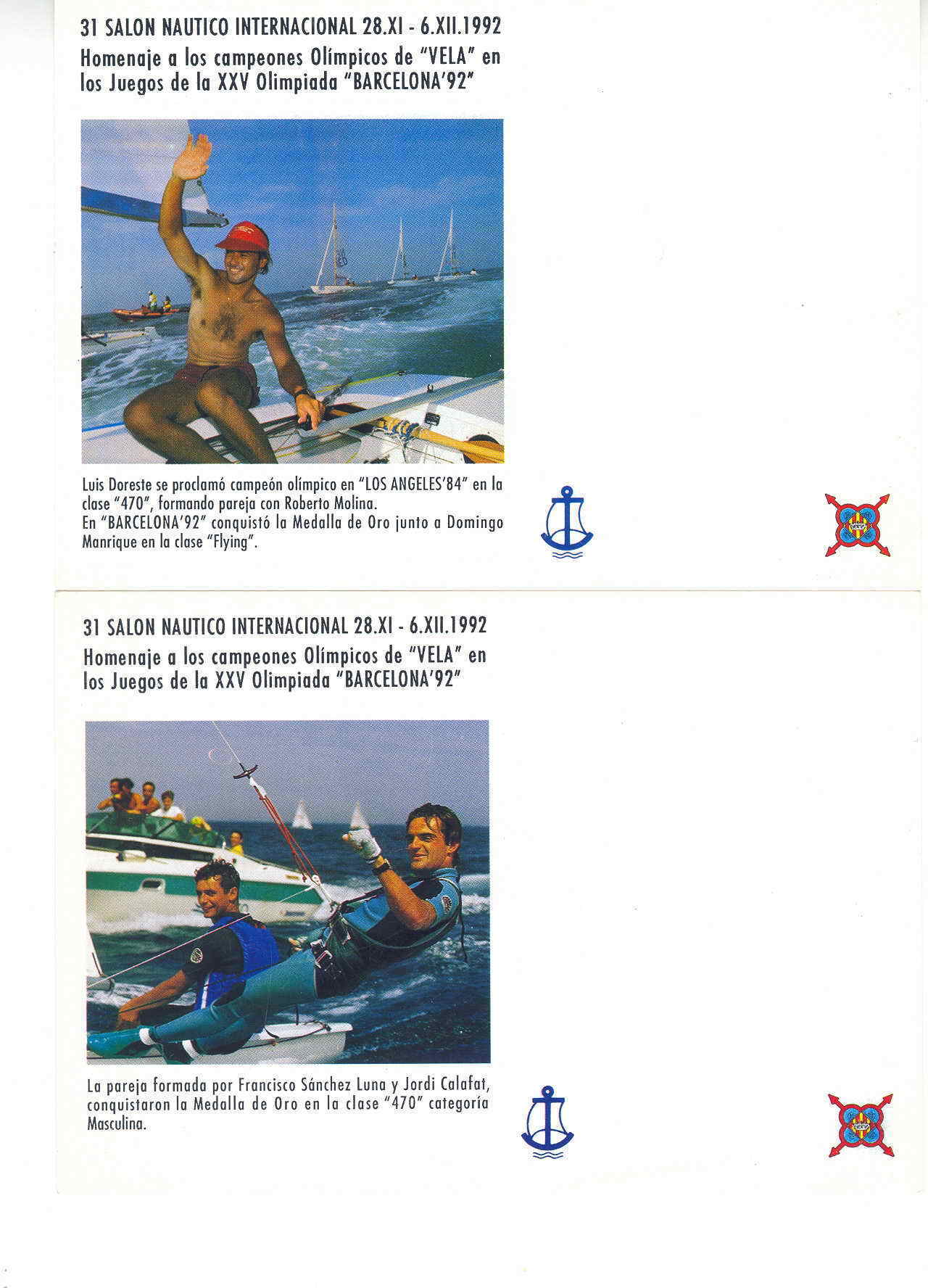 VOILE CARTES POSTALES 31 EME SALON NAUTIQUE INTERNATIONAL 2 CARTES DIFFERENTES - Sailing