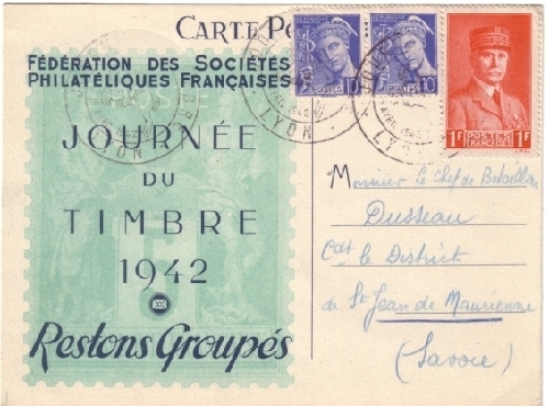 Journée Du Timbre 1942, Lyon - Temporary Postmarks