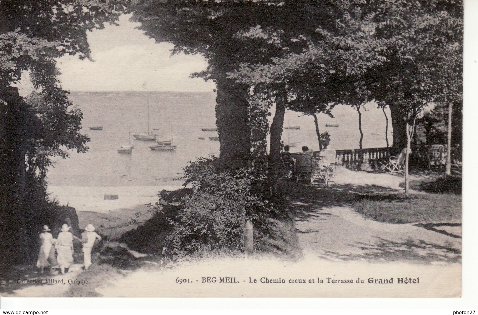 BEG MEIL, Chemin Creux Et Terrasse Du Grand Hotel - Beg Meil