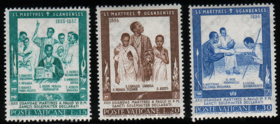 VATICAN 1965 UGANDAN MARTYRS SET OF 6 NHM UGANDA ST SAINT JOSEPH MUKASA CHILDREN  VATICANE VATICANO - Uganda (1962-...)