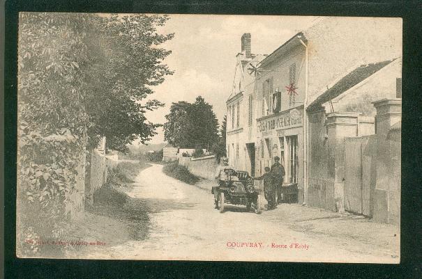 Coupvray Route D'Esbly Animée Voiture Ancienne épicerie - Esbly