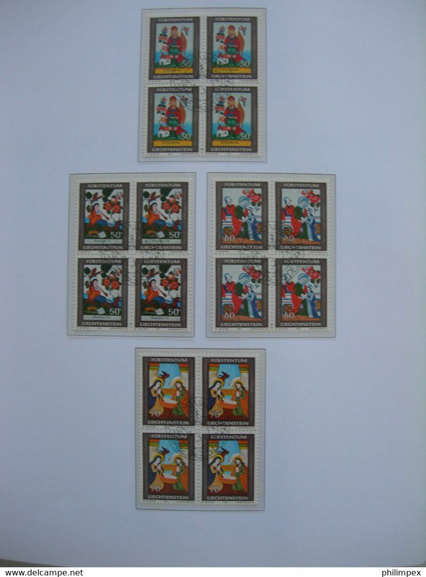 LIECHTENSTEIN - SUPERB COLLECTION 1970-96 - VERY FINE USED BLOCKS OF 4!