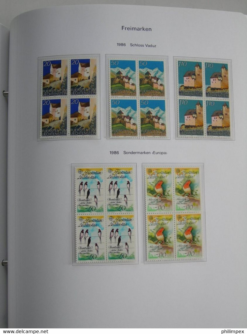 LIECHTENSTEIN, SUPERB COLLECTION 1970-96 - MINT NEVER HINGED BLOCKS OF 4!