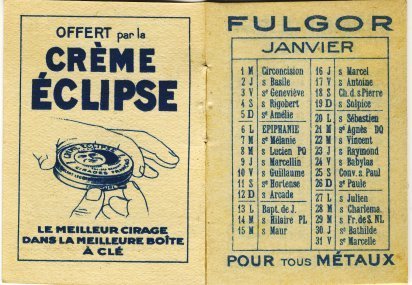 Cirage Crème Eclipse Et Fulgor Pour Métaux De 1930 - Petit Format : 1921-40