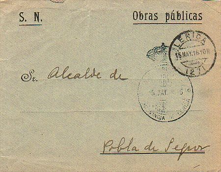 Carta Franquicia 1916 LERIDA. Obras Publicas - Brieven En Documenten