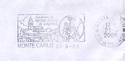 Monaco, Flamme SANCTUAIRE DE N.D. DE LAGHET (Vierge) Sur Lettre En Franchise Postale De L´Office Des Emissions De T.P. - Other & Unclassified