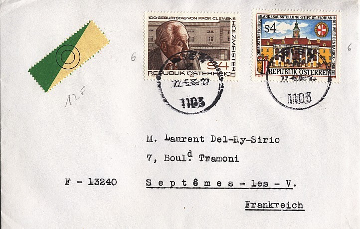 MARCOPHILIE LETTRE D'AUTRICHE AVEC SUPERBE TIMBRES DE 1986 - Covers & Documents