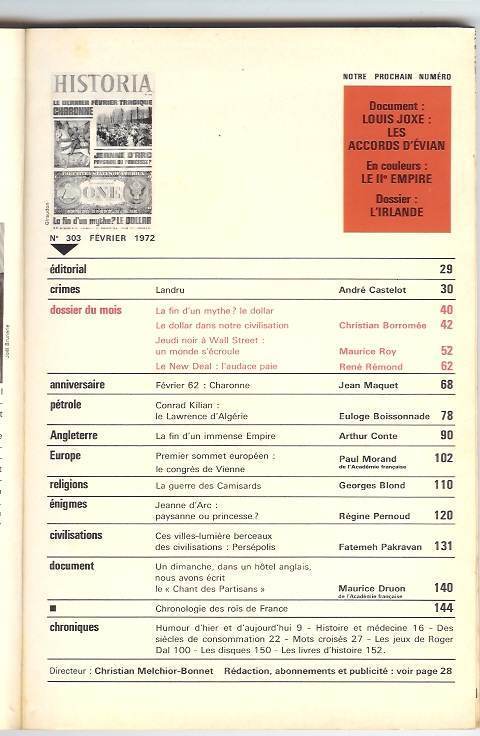 HISTORIA N°303 FEVRIER 1972 - Geschichte