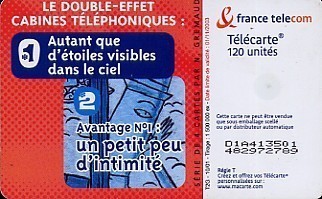 @+ Télécarte AVANTAGE CABINES N° 1 - 120U - OB1 - NUMEROS GRAS - 10/01. - 2001