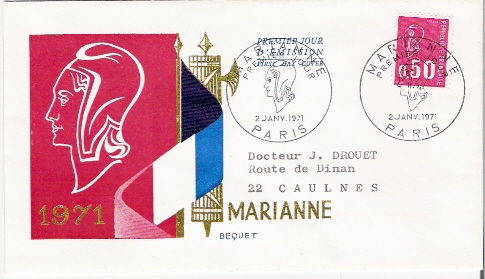 FDC / Béquet / 1971. - 1971-1976 Maríanne De Béquet