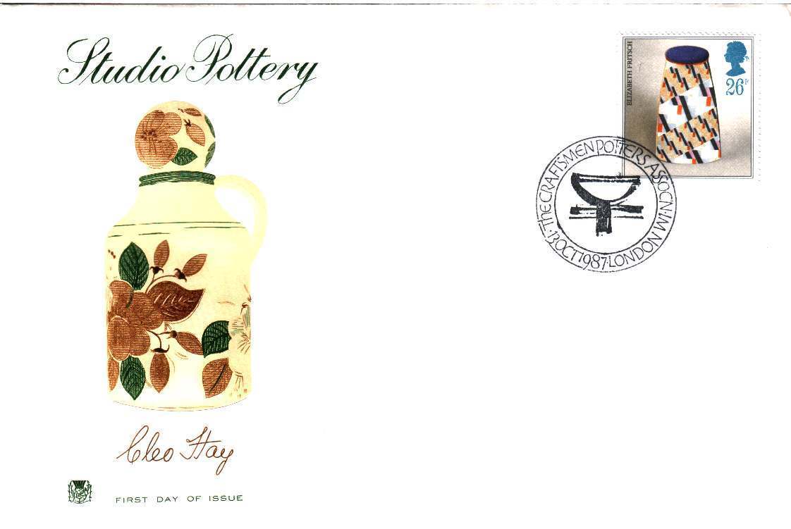 Fdc Art > Porcelaine Gb 1987 Studio Pottery (2) Poterie Elizabeth Fritsch Cachet Poterie - Porcelain