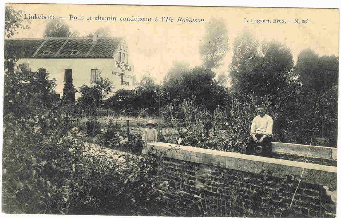 LINKEBEEK -  PONT ET CHEMIN CONDUISANT A L'ILE ROBINSON - Linkebeek