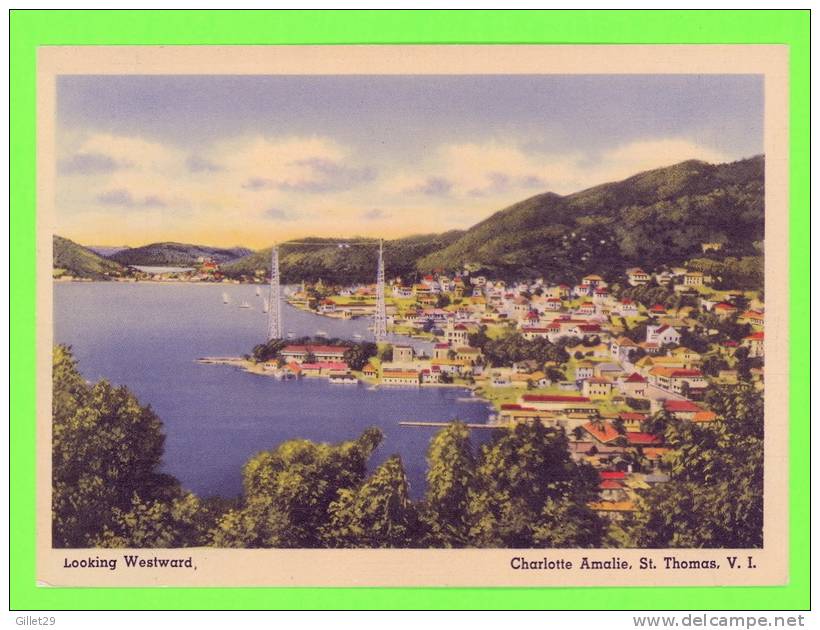 CHARLOTTE AMALIE, ST.THOMAS,V.I. - LOOKING WESTWARD - ACADEMY BOOK STORE - - Vierges (Iles), Amér.