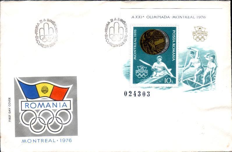 Romania FDC Olympic Games Montreal 1976 Rowing Sheet. - Ete 1976: Montréal