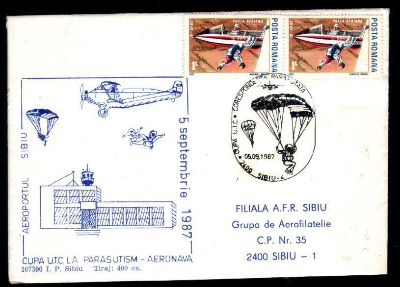 Cover 1987 With Parachutting Very Rare Postmark . - Fallschirmspringen