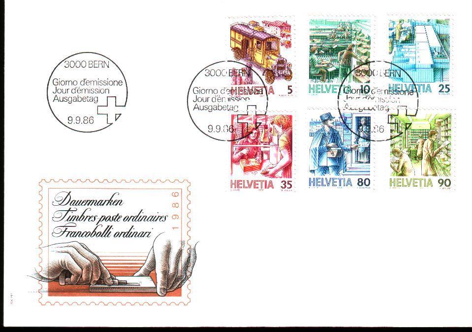 Fdc Philatélie & Monnaies >  Divers  Suisse 1986 Série La Poste Divers étapes Timbre Sur Illustration - Sonstige & Ohne Zuordnung